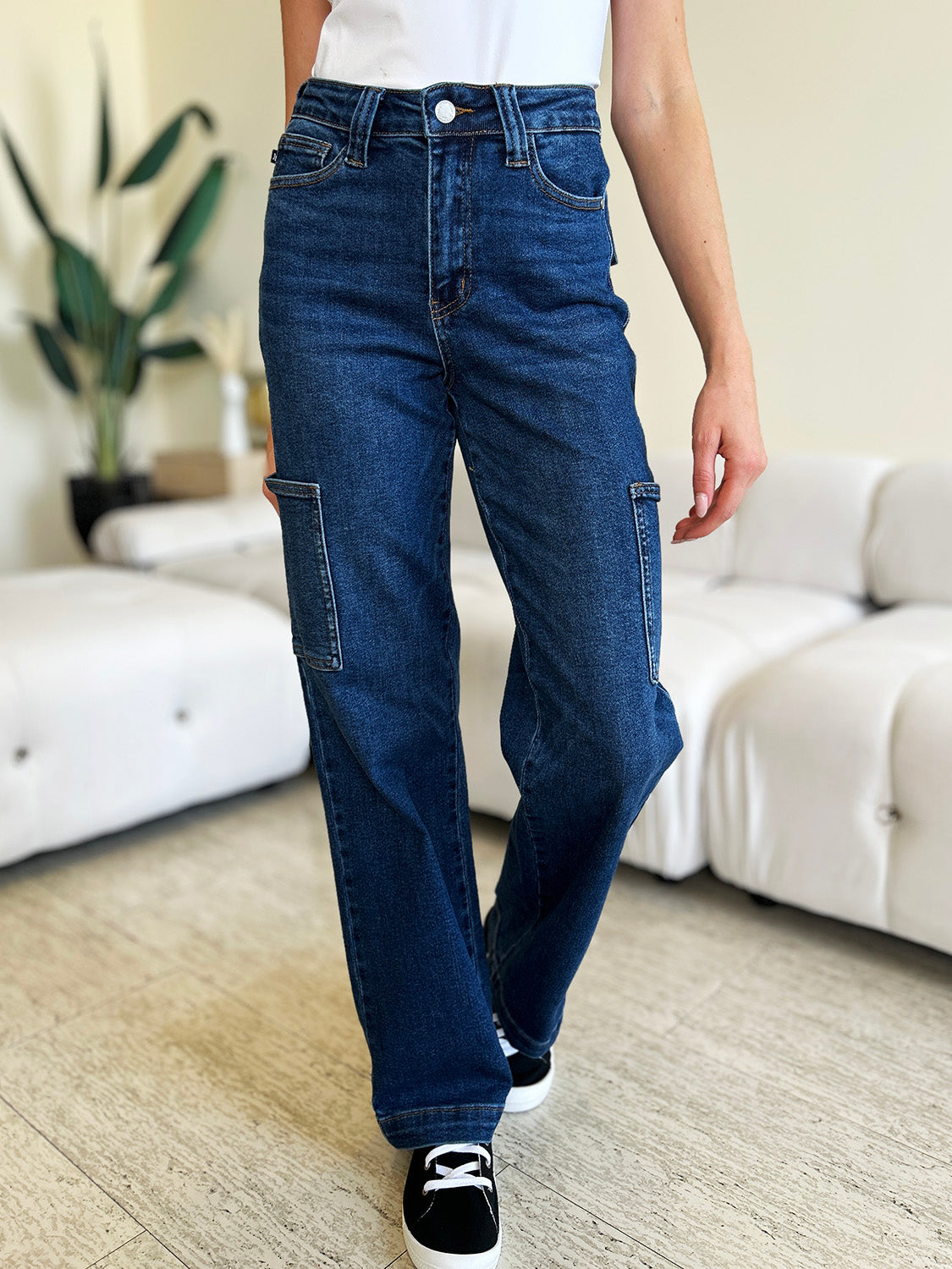 Judy Blue High Waist Straight Cargo Jeans - Whispering Desires Shoppe