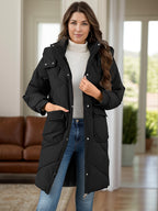 Long Sleeve Longline Hooded Winter Coat with Pockets - Whispering Desires Shoppe