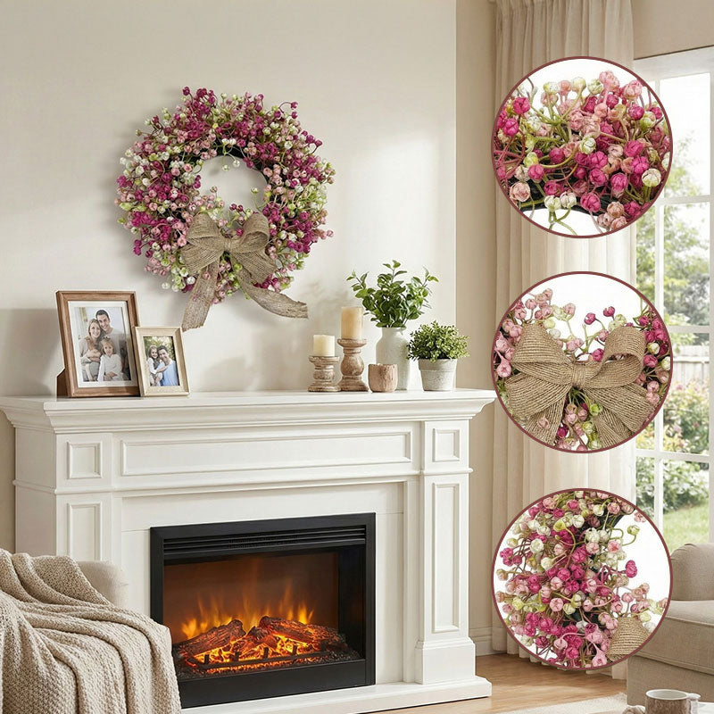 Colorful Eucalyptus Wreath, Realistic Round Handmade Spring Floral Wreath with Bow, Main Door Decoration eprolo