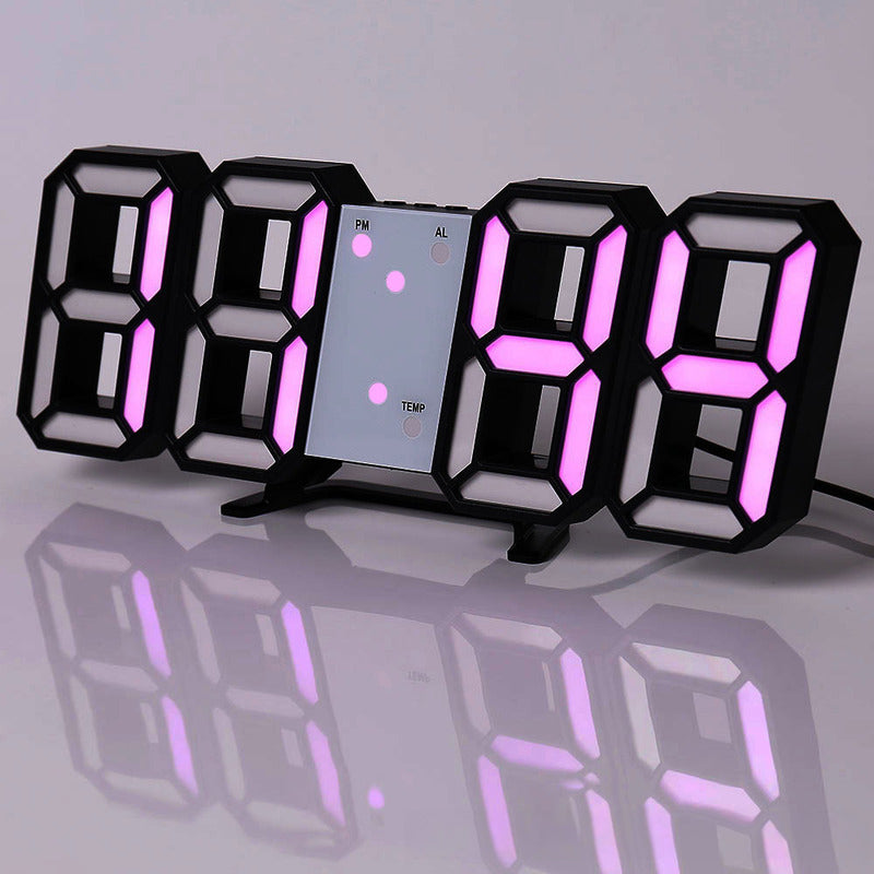 3D LED Digital Alarm Clock with Colorful Display, 12/24 Hour Format for Office, Living Room, Bedroom, Kitchen eprolo