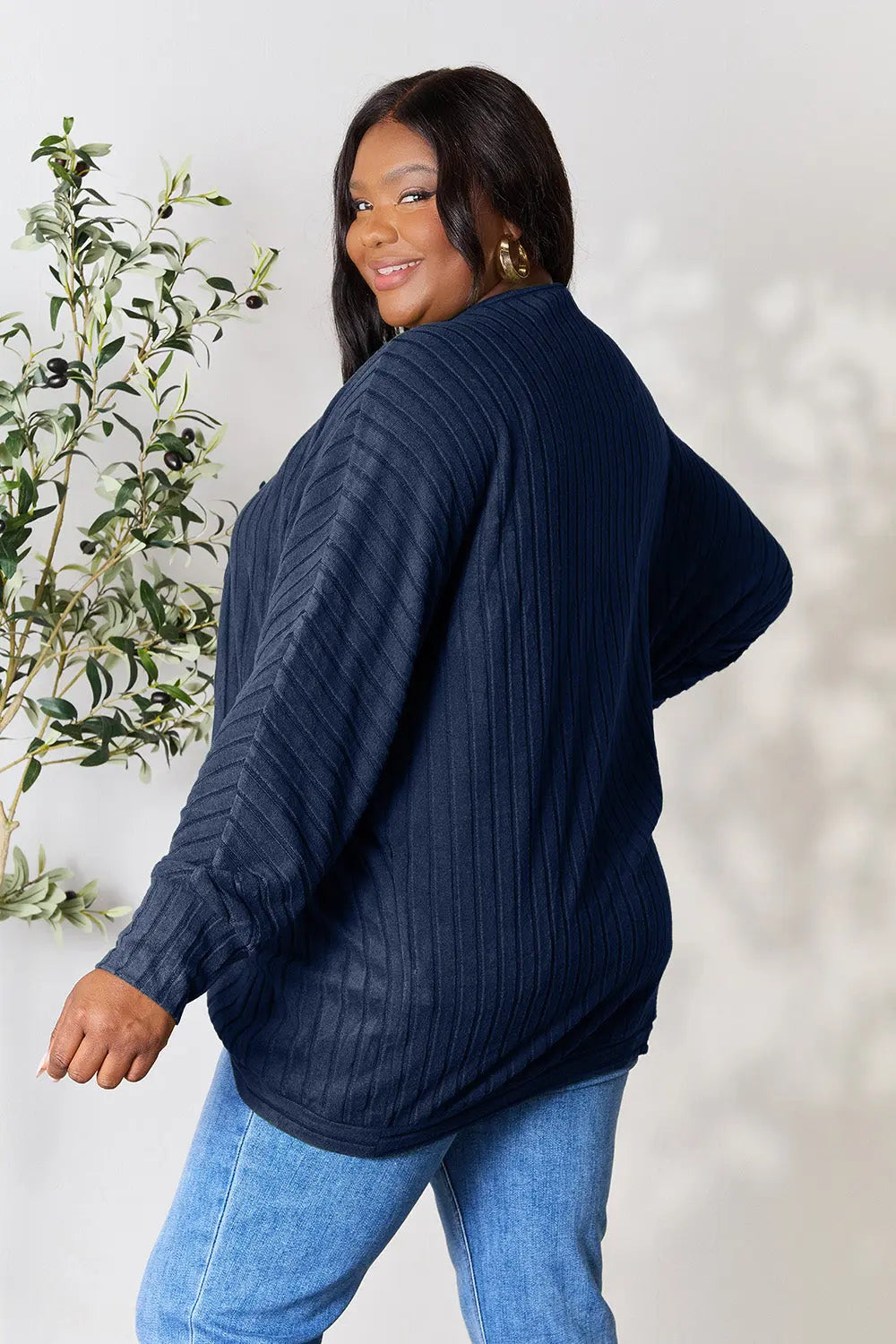 Basic Bae Ribbed Cocoon Cardigan (Full-Size) - Whispering Desires Shoppe