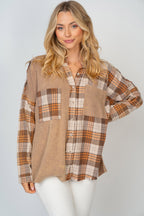 White Birch Full Size Contrast Plaid Button Down Shirt - Whispering Desires Shoppe