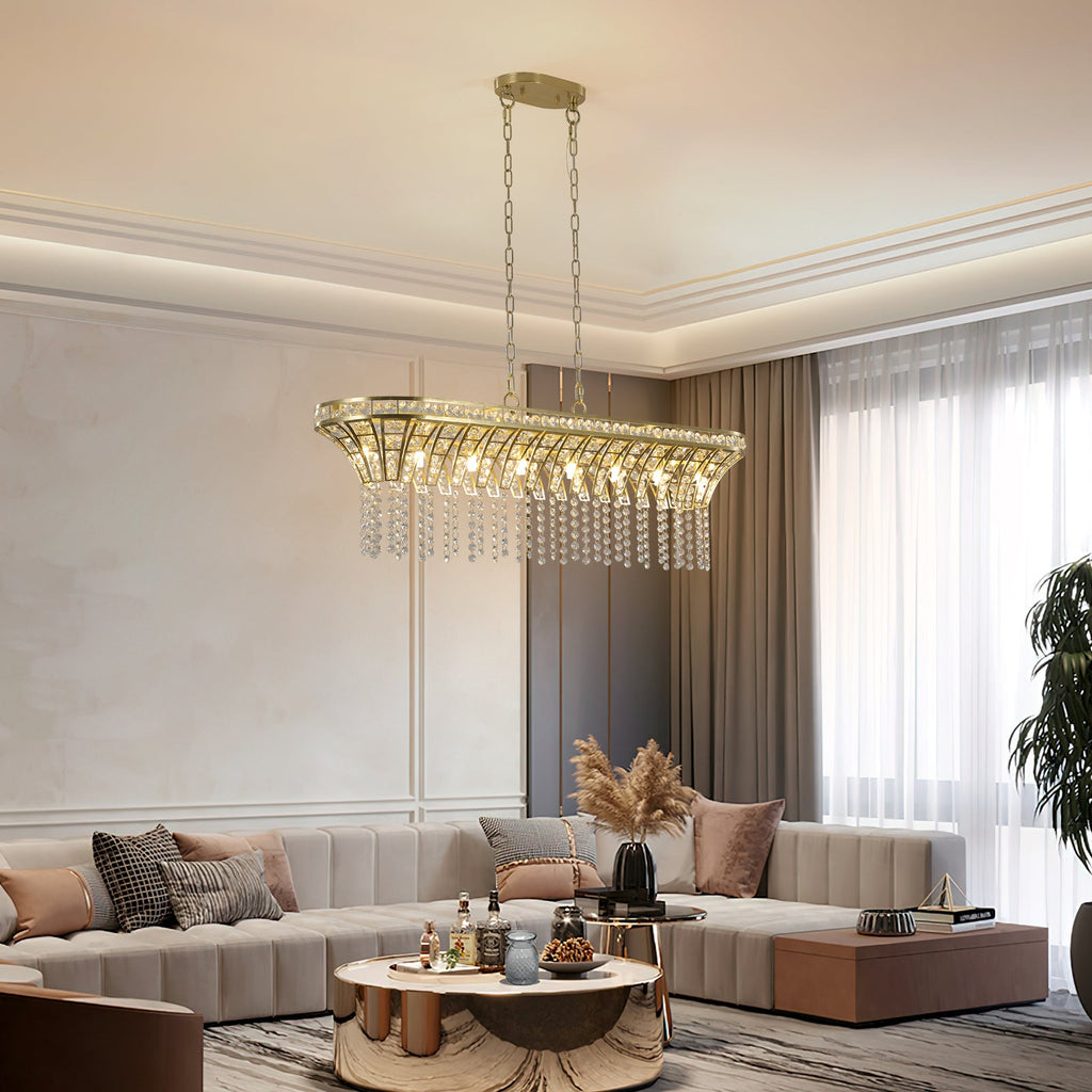 Modern Champagne Gold Kitchen Island Light - Oval Crystal ceiling chandelier eprolo