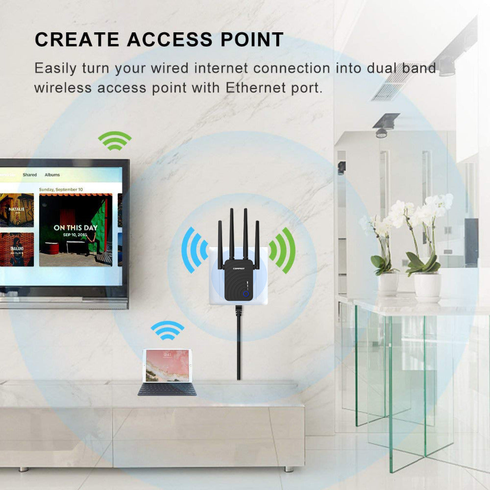 Dual-band 1200-megabit wireless relay router - Whispering Desires Shoppe