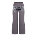 Graffiti Print Flared Casual Pants  Loose Fit Straight Leg Long Pants eprolo