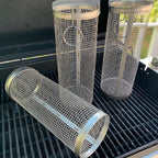 Rolling Grilling Basket Metal BBQ Barbecue Basket Net Portable Outdoor Camping Barbecue Rack Kitchen Gadgets eprolo