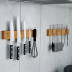 Magnet Knife Rack Nan Bamboo Home Kitchen Wall Hanging Suction Kitchen Knife Free Perforated Knife Storage Rack eprolo