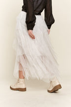 ADORA Ruffled Elastic Waist Midi Skirt - Whispering Desires Shoppe