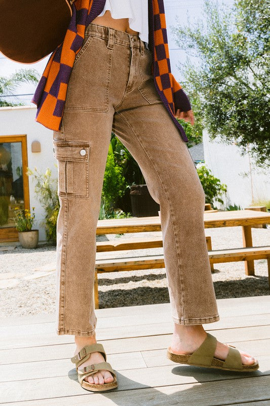 Annie Wear Straight Leg Jeans with Cargo Pockets - Whispering Desires Shoppe