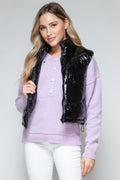 Snobbish Zip Up Turtleneck Shiny Quilted Vest - Whispering Desires Shoppe