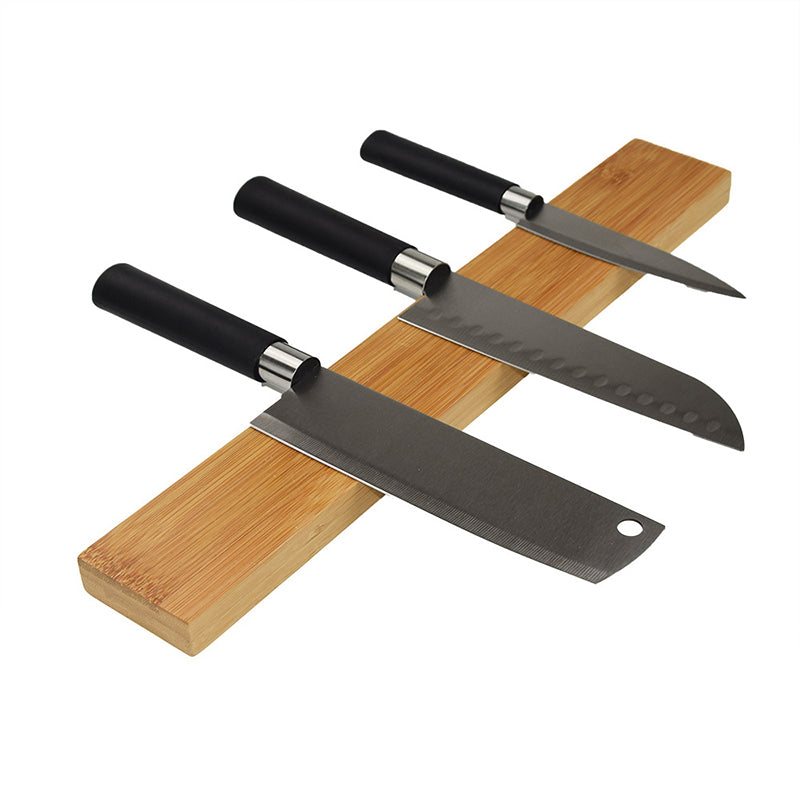 Magnet Knife Rack Nan Bamboo Home Kitchen Wall Hanging Suction Kitchen Knife Free Perforated Knife Storage Rack eprolo