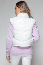 Snobbish Zip Up Turtleneck Shiny Quilted Vest - Whispering Desires Shoppe