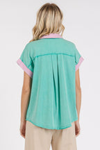 Mittoshop Color Block Henley Short Sleeve Polo Shirt - Whispering Desires Shoppe