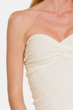 Zenana Ruched Twisted Sweetheart Neck Top - Whispering Desires Shoppe