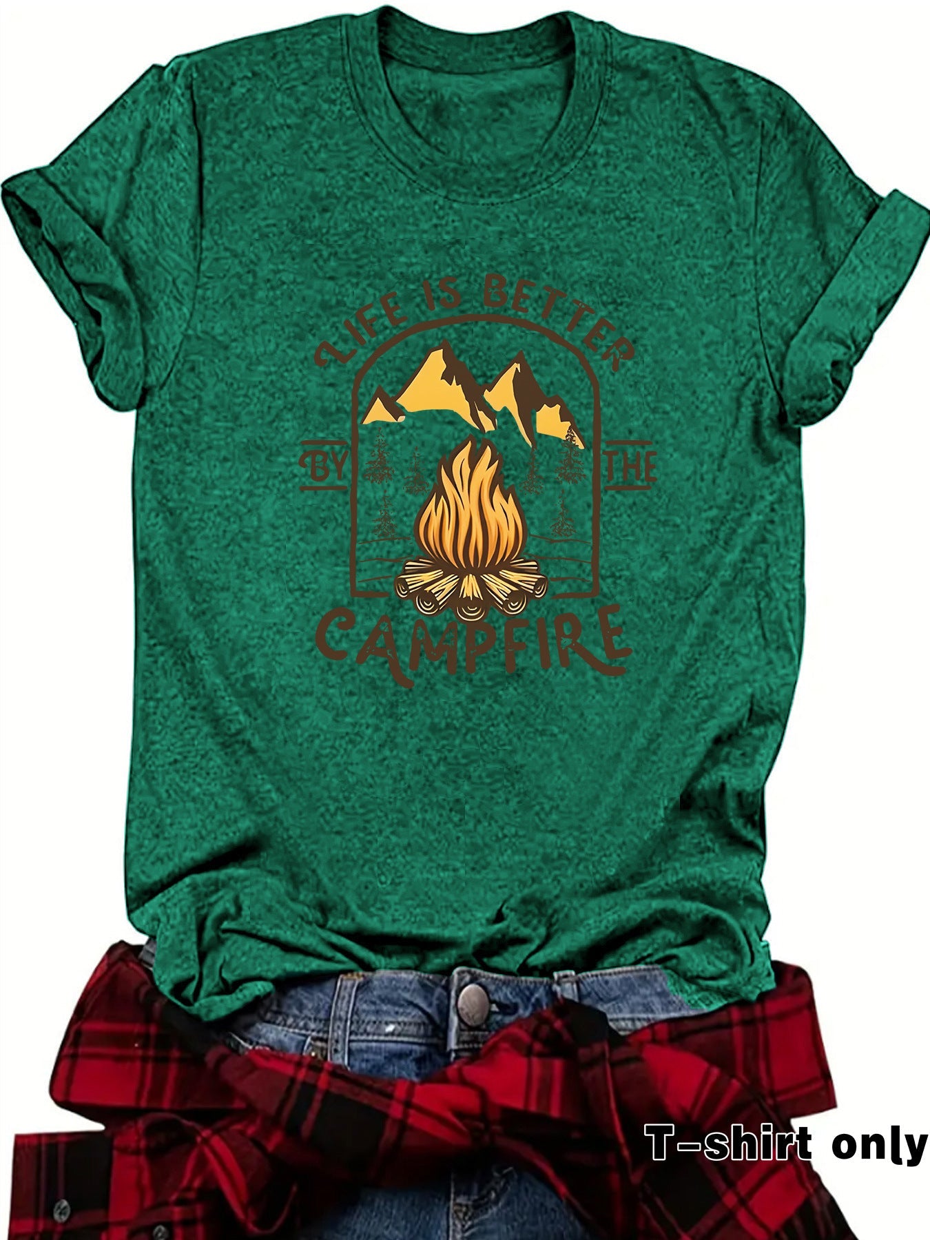 Camping pattern printed short sleeved shirt eprolo
