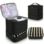Portable 30-Compartment Nail Organizer Case with Polish & Oil Bags, All-in-One Manicure Tools & Cosmetic Storage Kit eprolo