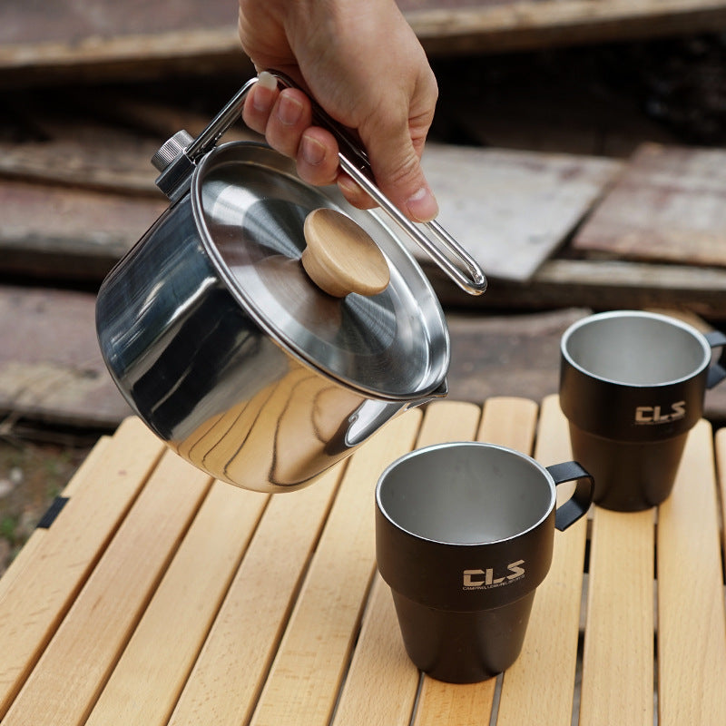 Outdoor Multi-Function 304 Stainless Steel Kettle Mountaineering Portable Coffee Pot Foldable Fishing Camping Pot Teapot eprolo