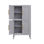 Grey metal kitchen storage cabinet, kitchen pantry storage cabinet with door and shelf, adjustable leveling feet eprolo