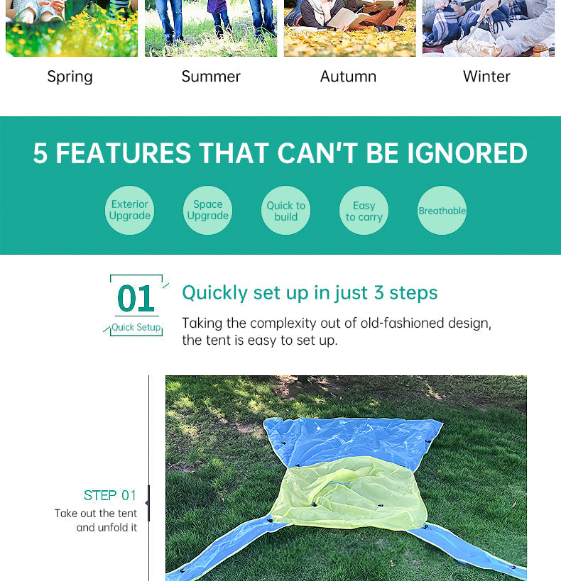 Pop Up Beach Tent Sun Shade Shelter Anti-UV Shelter Fully Automatic Folding Camping Tent eprolo