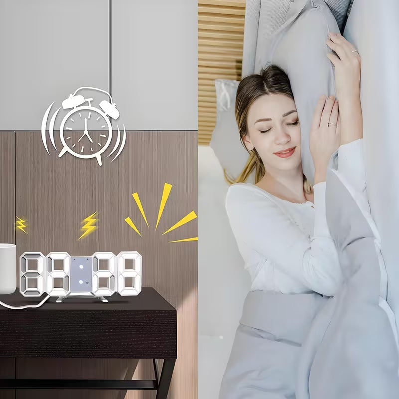 3D LED Digital Alarm Clock with Colorful Display, 12/24 Hour Format for Office, Living Room, Bedroom, Kitchen eprolo