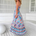 Style Sexy Fitted Multi-layer Ruffle Tiered Strapless Long Dress for Women eprolo