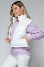 Snobbish Zip Up Turtleneck Shiny Quilted Vest - Whispering Desires Shoppe
