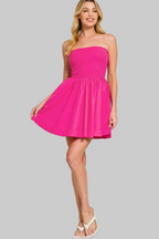 Zenana Strapless Knit Tube Top Flare Mini Dress | Cotton Stretch Trendsi