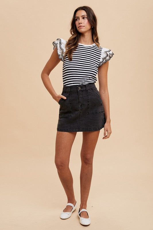 Annie Wear Cargo Denim Mini Skirt - Whispering Desires Shoppe