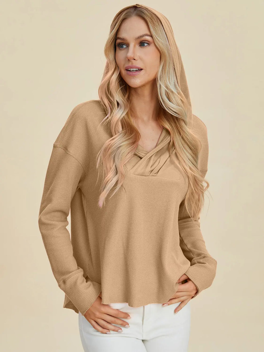 Double Take High-Low Dropped-Shoulder Hoodie - Whispering Desires Shoppe