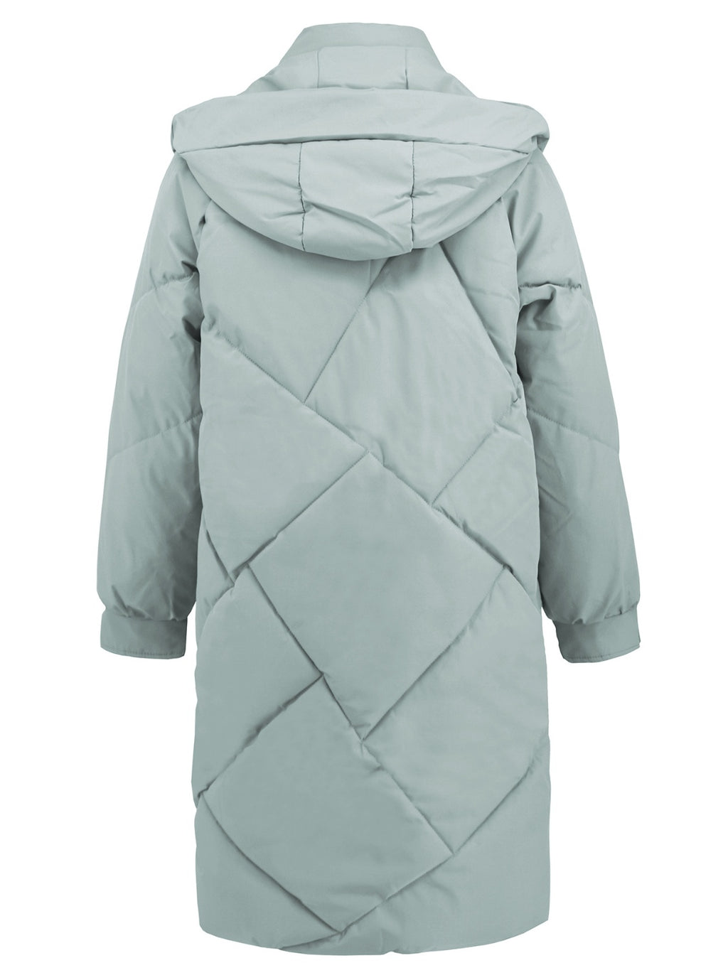 Long Sleeve Longline Hooded Winter Coat with Pockets - Whispering Desires Shoppe