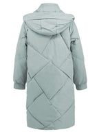 Long Sleeve Longline Hooded Winter Coat with Pockets - Whispering Desires Shoppe