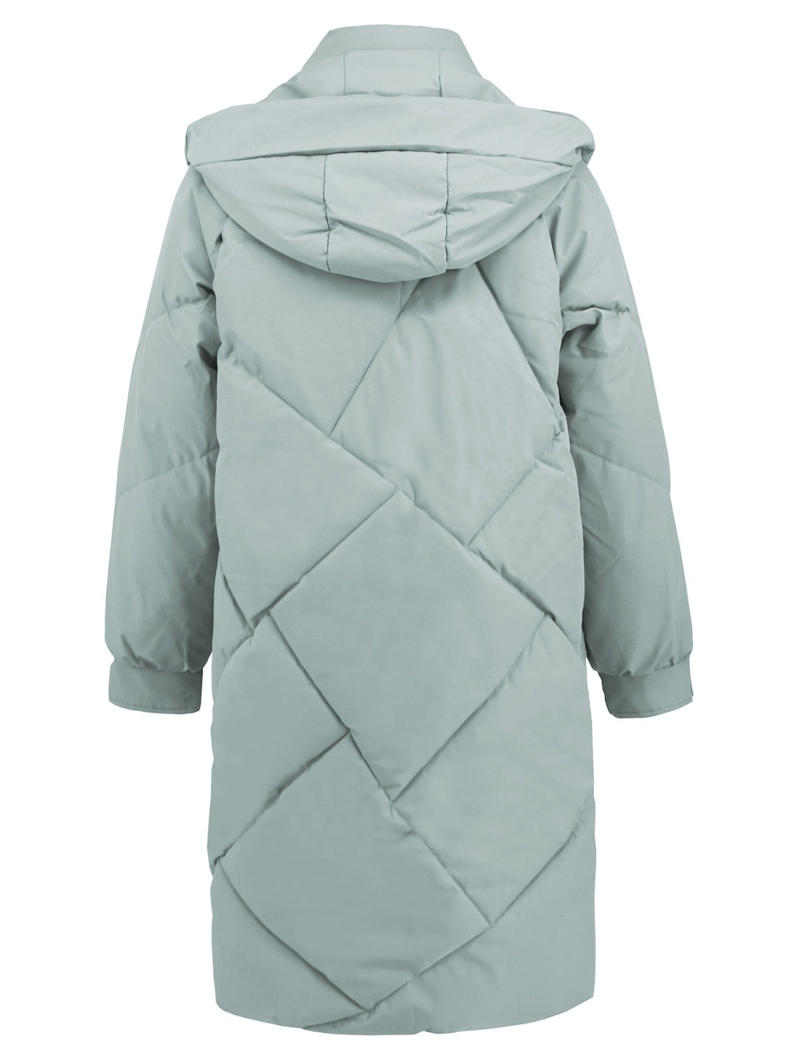 Long Sleeve Longline Hooded Winter Coat with Pockets - Whispering Desires Shoppe