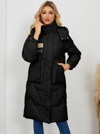 Long Sleeve Longline Hooded Winter Coat - Whispering Desires Shoppe