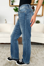 Judy Blue Mid Rise Release-Hem Jeans - Whispering Desires Shoppe