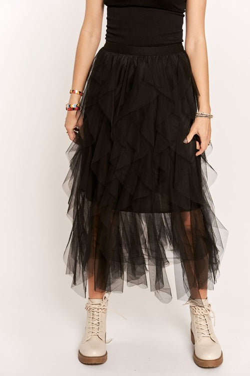 ADORA Ruffled Elastic Waist Midi Skirt - Whispering Desires Shoppe