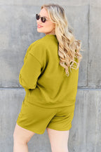 Double Take Textured Long Sleeve Top & Shorts Set - Whispering Desires Shoppe