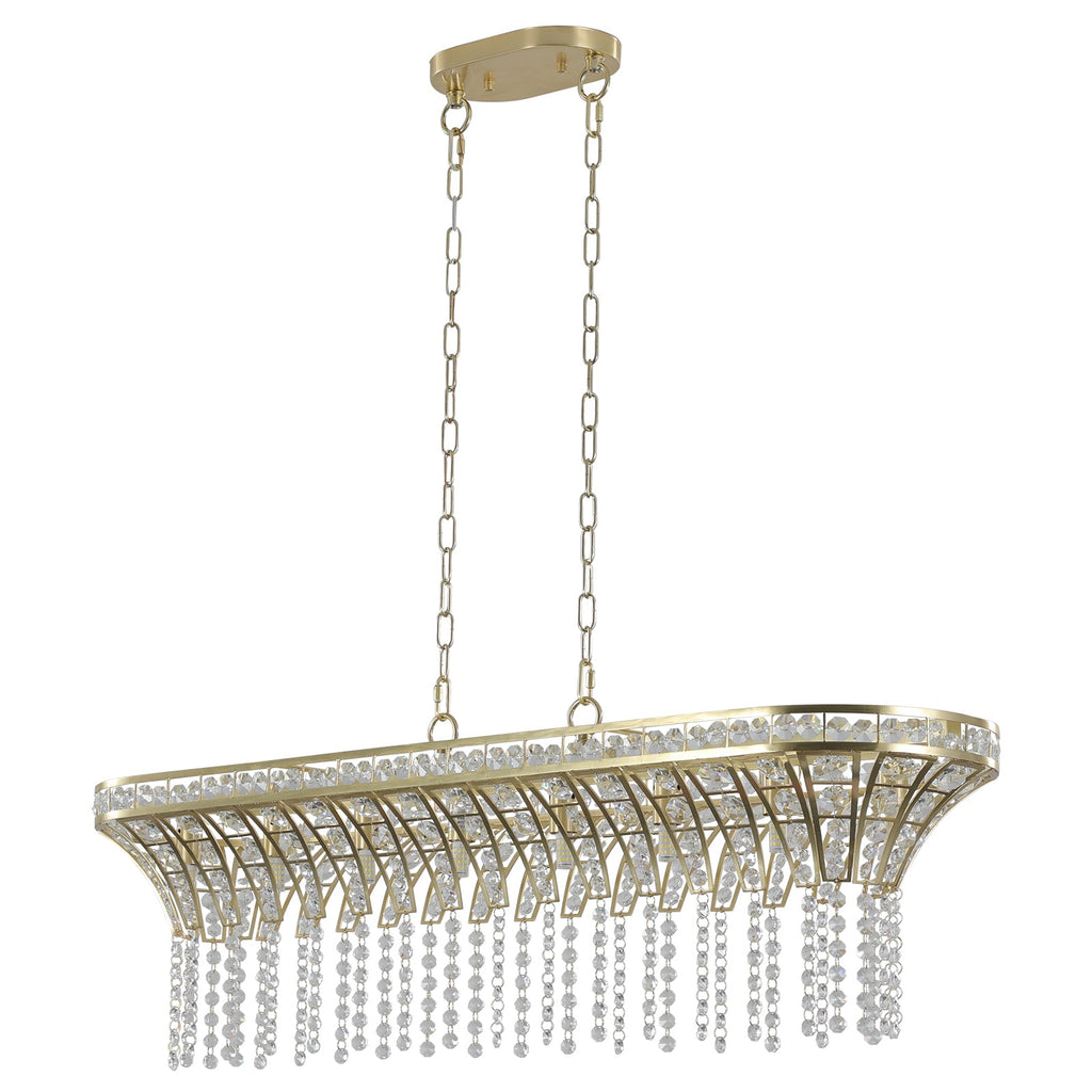 Modern Champagne Gold Kitchen Island Light - Oval Crystal ceiling chandelier eprolo