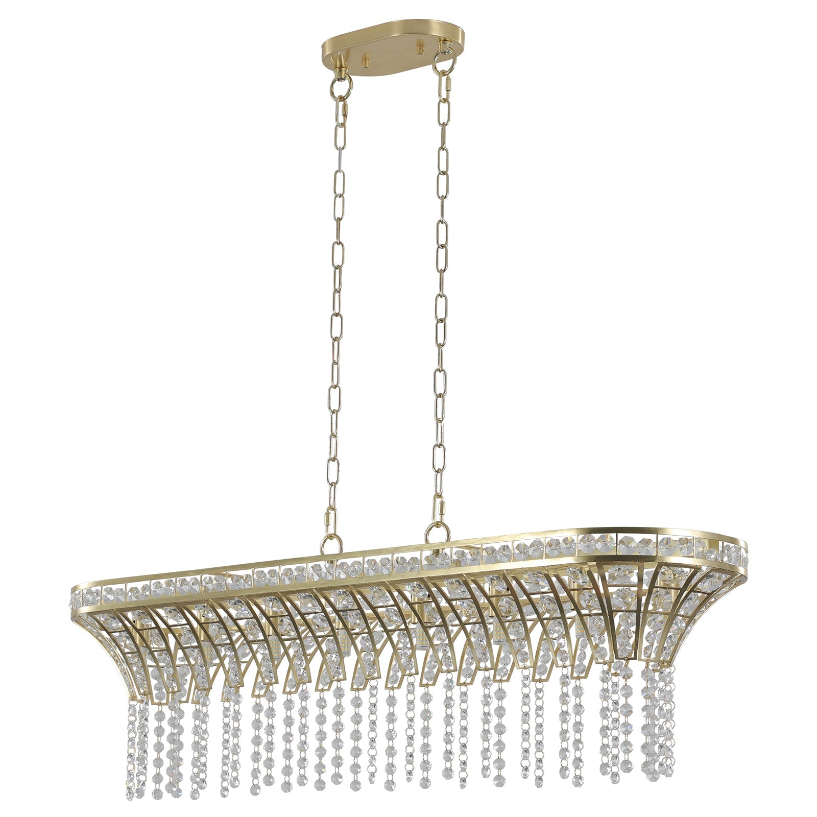 Modern Champagne Gold Kitchen Island Light - Oval Crystal ceiling chandelier eprolo