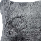 Gray fluffy pillow with a soft texture