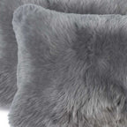 Close-up of a fluffy gray pillow