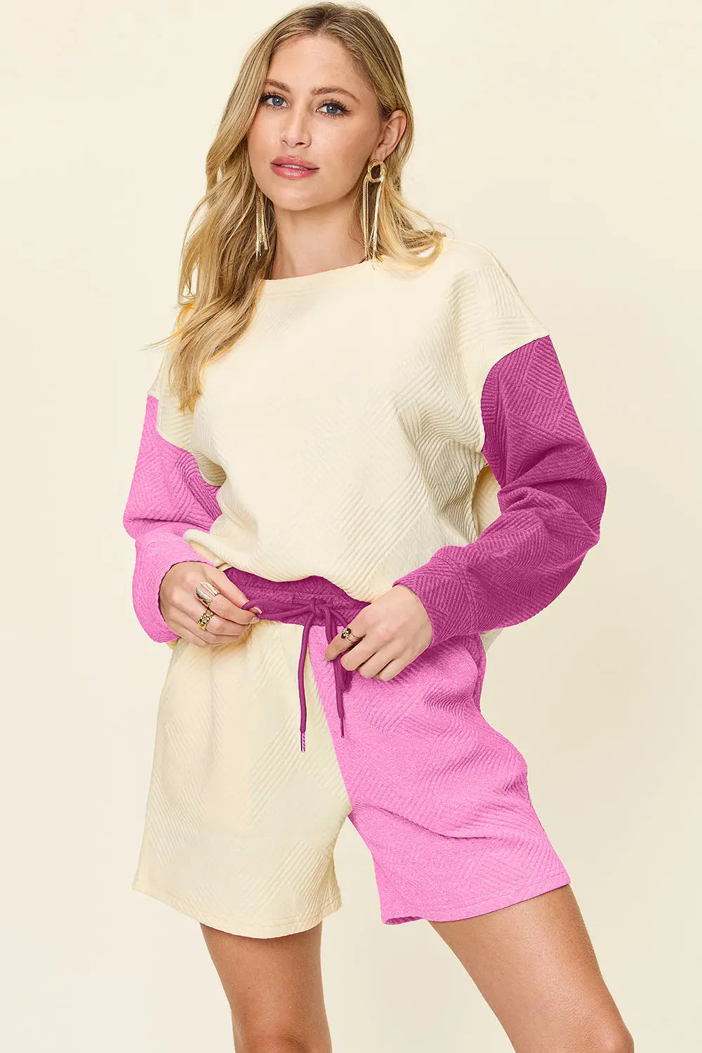 Double Take Drop Shoulder Top & Pocketed Shorts Set - Whispering Desires Shoppe