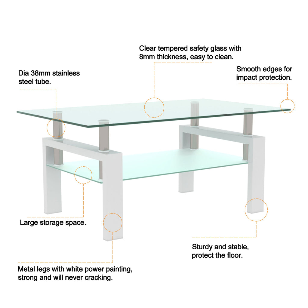 White Coffee Table Clear Coffee Table Modern Side Center Tables for Living Room Living Room Furniture eprolo
