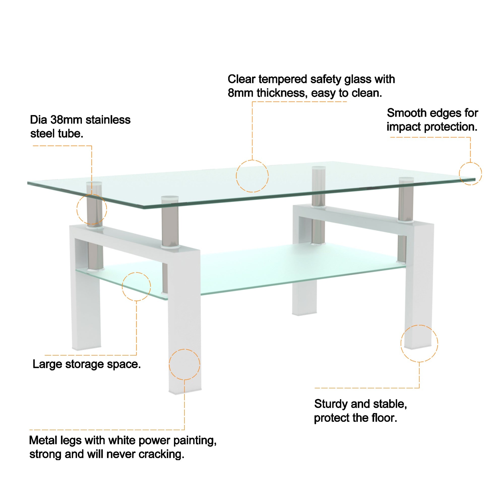 White Coffee Table Clear Coffee Table Modern Side Center Tables for Living Room Living Room Furniture eprolo
