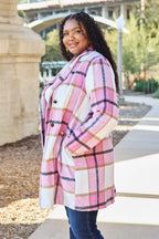 Double Take Full-Size Plaid Lapel Coat - Whispering Desires Shoppe
