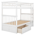 Twin over Twin Bunk Bed with Drawers  Convertible Beds  White eprolo