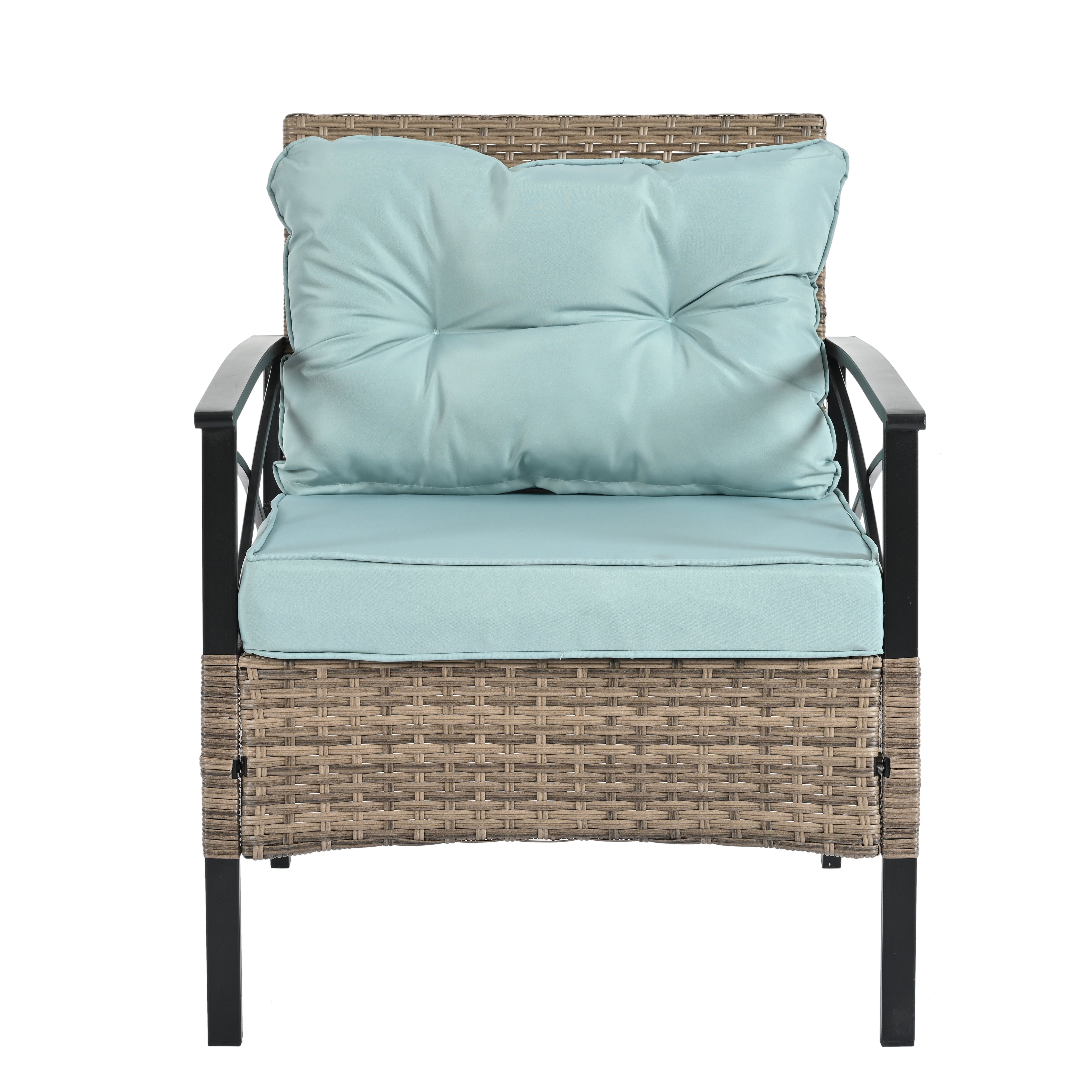 Patio Furniture, Outdoor Furniture, Seasonal PE Wicker Furniture, Four Set Wicker Furniture With Black Metal Table eprolo