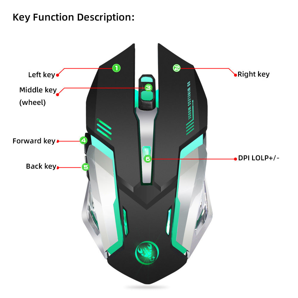 HXSJ new wireless mouse 2.4GPI gaming mouse glowing mouse - Whispering Desires Shoppe