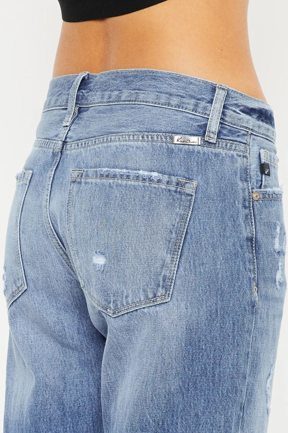Kancan Mid-Rise Distressed Straight Jeans - Whispering Desires Shoppe