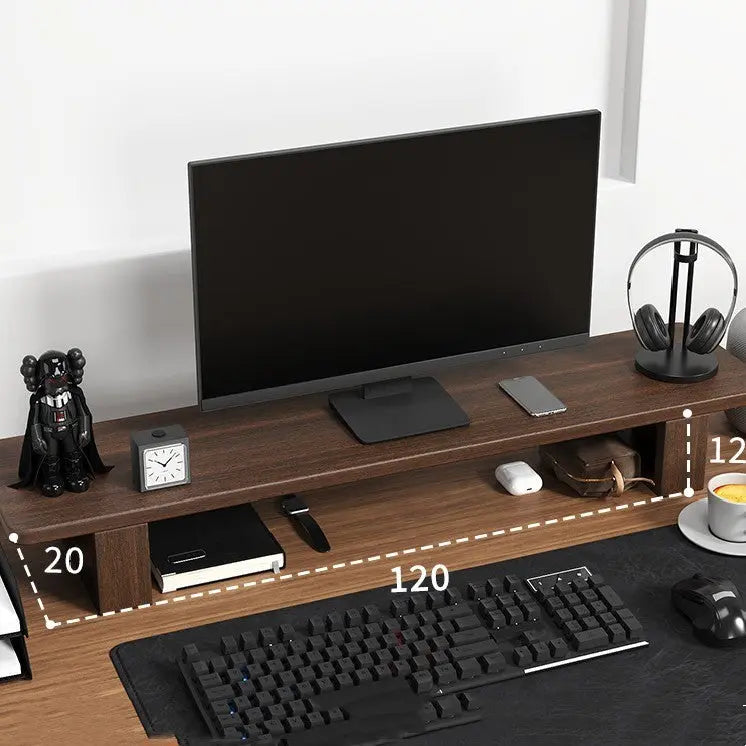 Computer Monitor Heightening Frame Office Desktop Shelf Shelving Solid Wood Storage Bracket - Whispering Desires Shoppe