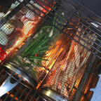Rolling Grilling Basket Metal BBQ Barbecue Basket Net Portable Outdoor Camping Barbecue Rack Kitchen Gadgets eprolo